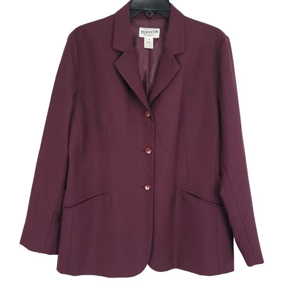 Vintage Pendleton 3 Button Single Breasted Wool Blend Blazer Jacket, Size 14P - Picture 2 of 11